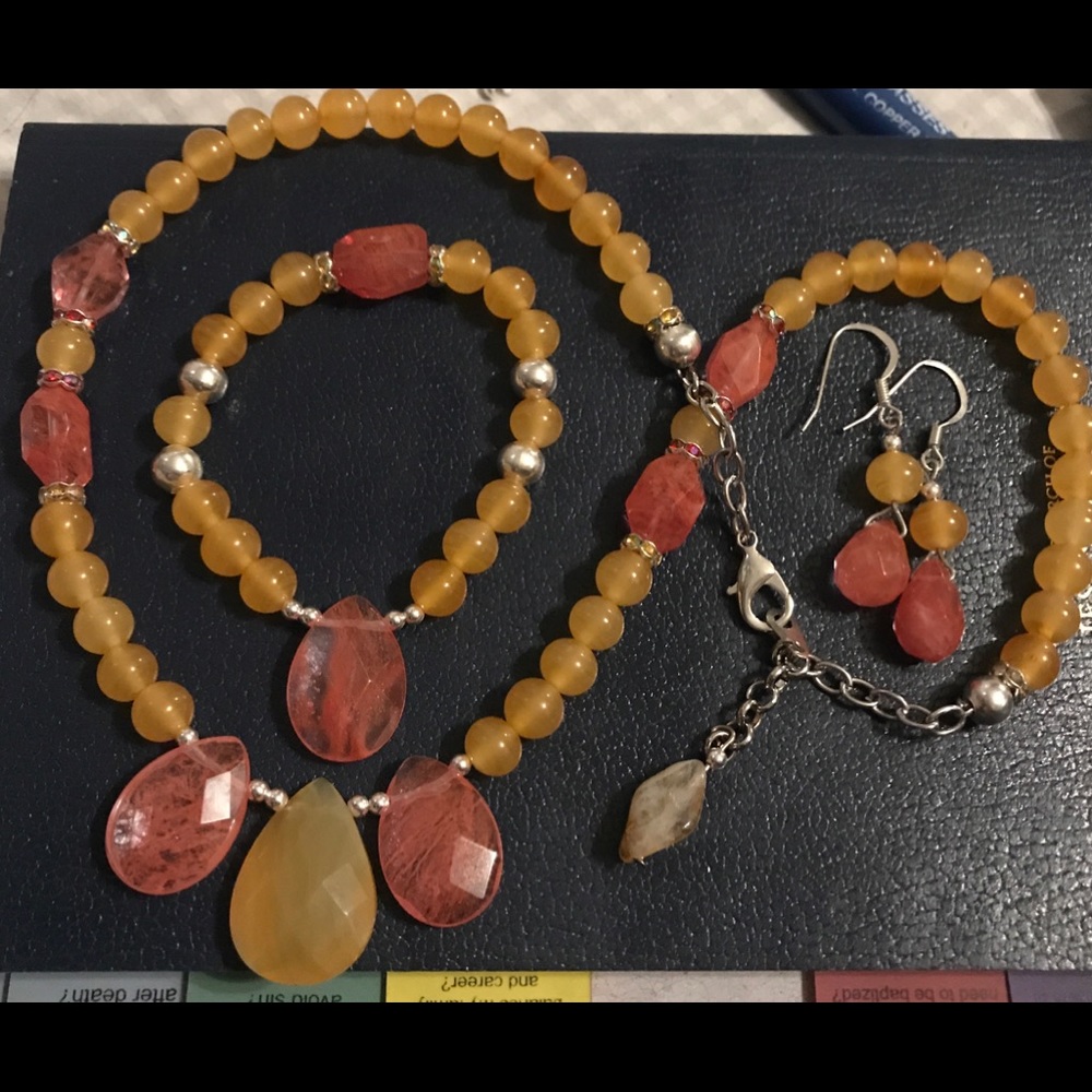 “Pink Lemonade” Crystal Gemstone Jewelry Set